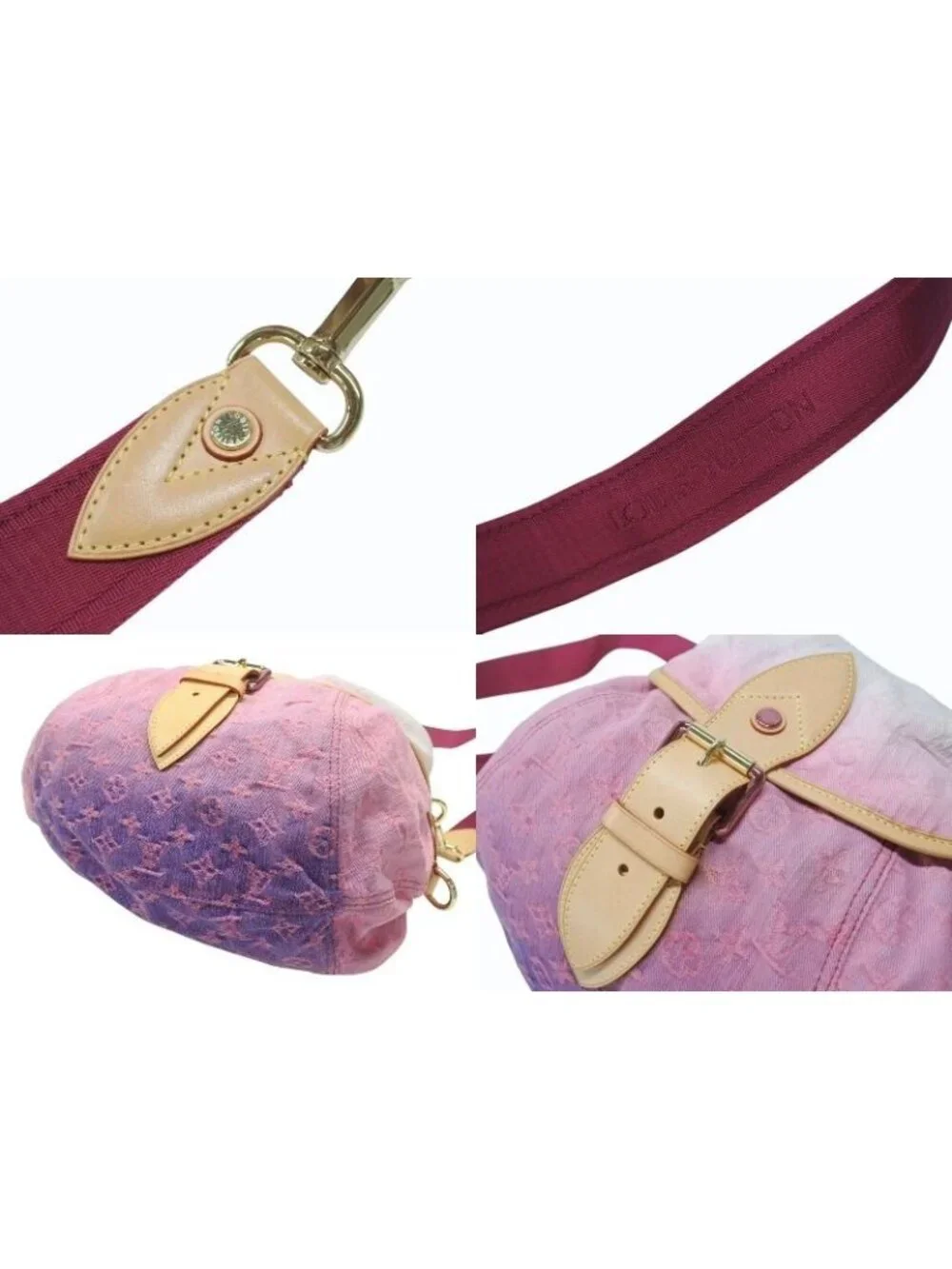 Louis Vuitton Shoulder Bag Monogram Denim Sunshine Pink White Gold
